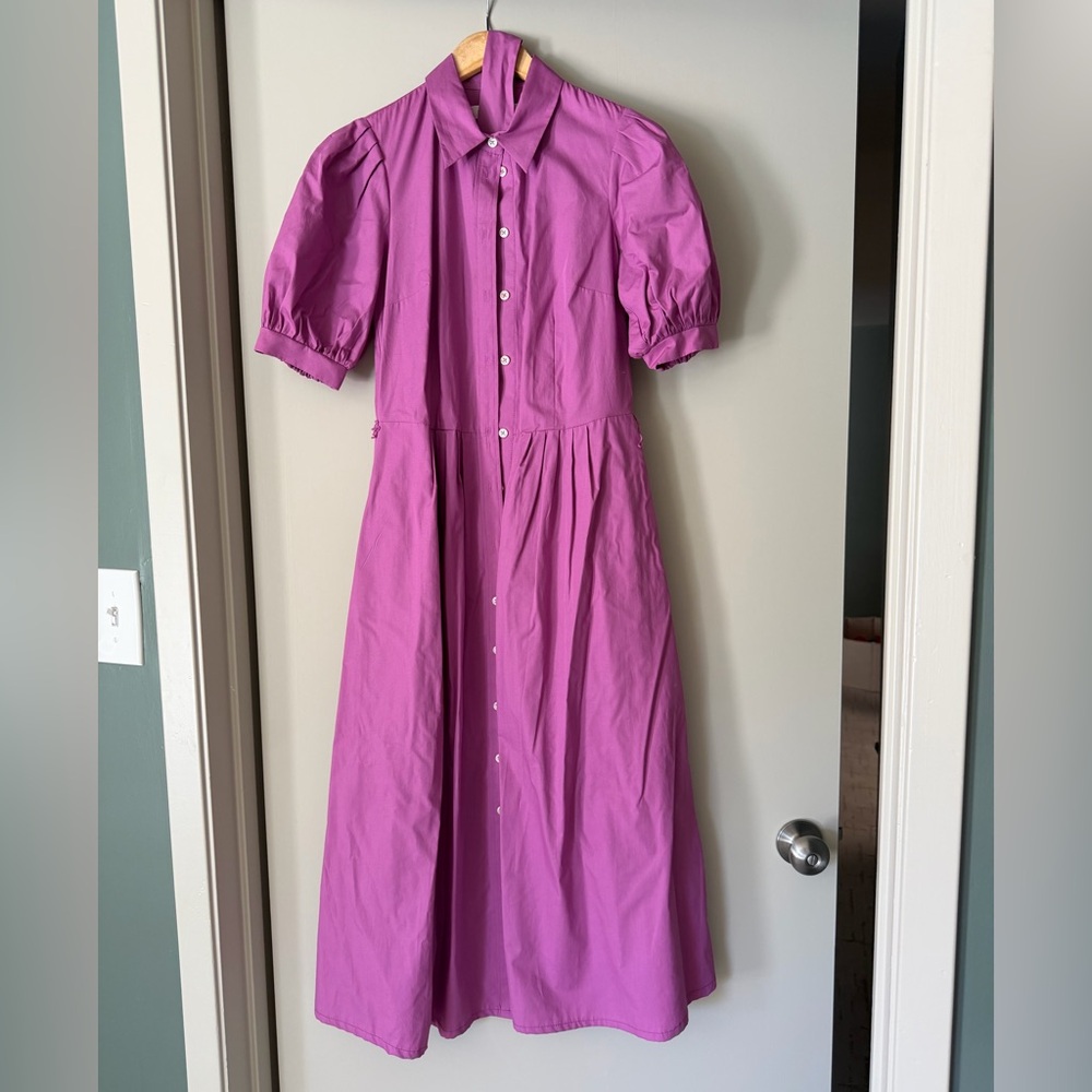 Boden Magenta Button-Front Maxi Dress
